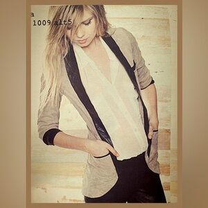 NWT leather trim suede open jacket